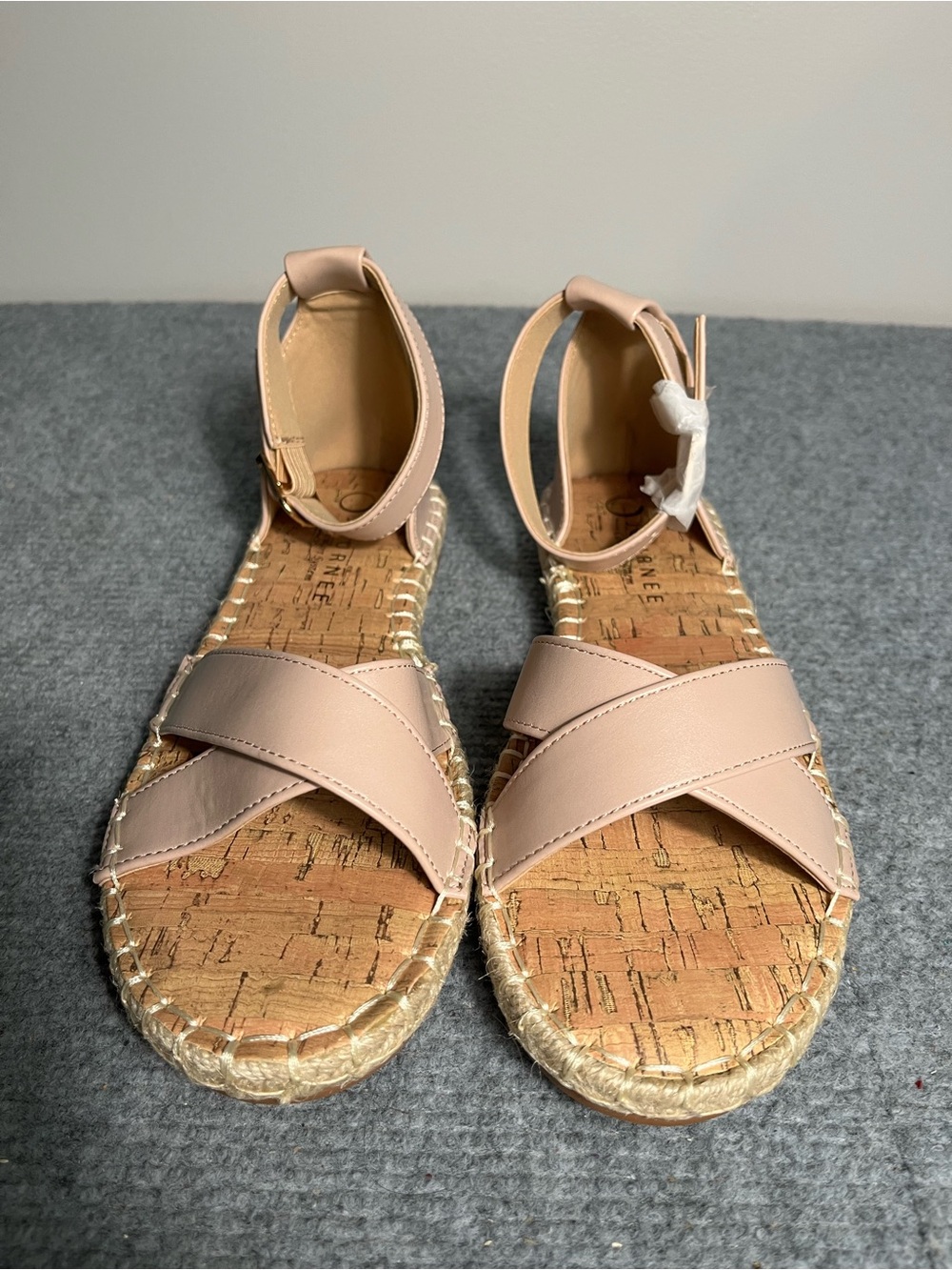 Journee Collection Nude Pink Crisscross Ankle-Strap Espadrille Sandals